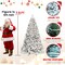 Edge Collections - 7.5' - White - Lush Pre-lit Flocked Christmas Tree with Pine Cones - 1 Piece